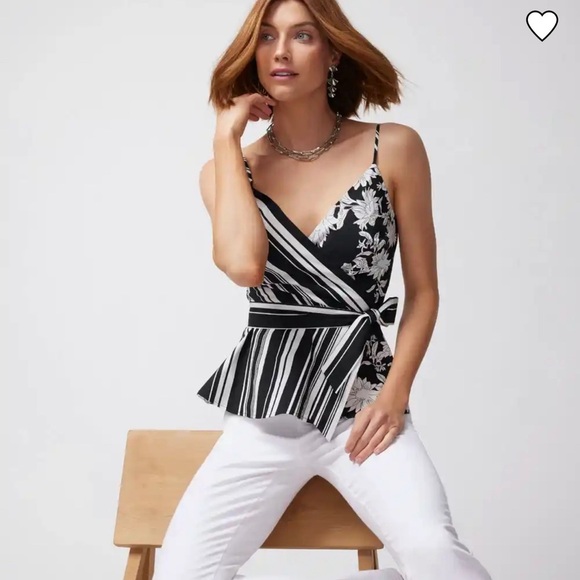 White House Black Market Mixed Print Surplice Top NWT size 4 - Picture 1 of 4